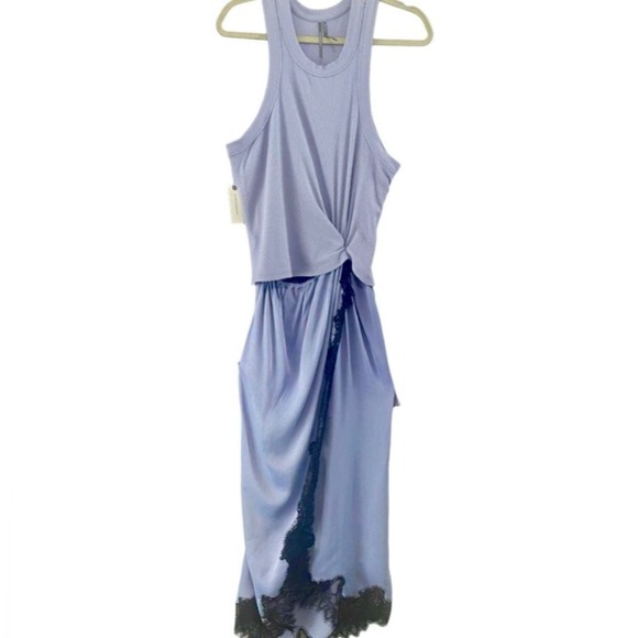 Anthropologie Keely Twofer Periwinkle Blue knit and satin midi dress - Picture 3 of 5
